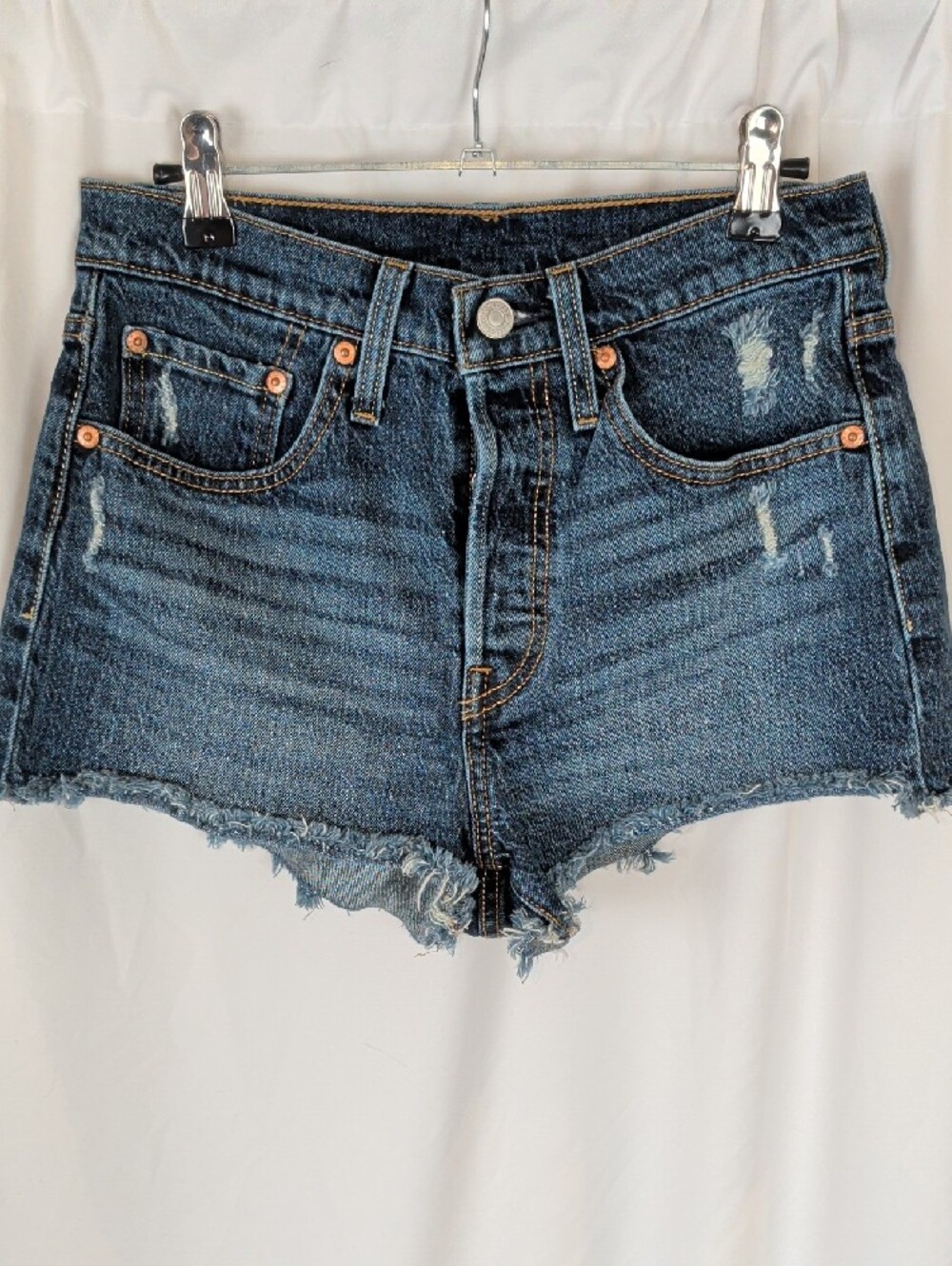 NWOT Levi's 501 Original Distressed Denim Cutoff Shorts Blue Size 26